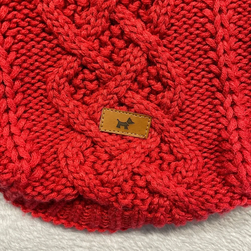 Hotel Doggy Cable Knit Dog Sweater Large Red Turtleneck